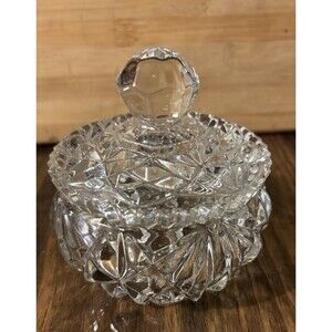 Vintage  Deep Cut Crystal Candy Dish/ Vanity Powder Holder With Lid